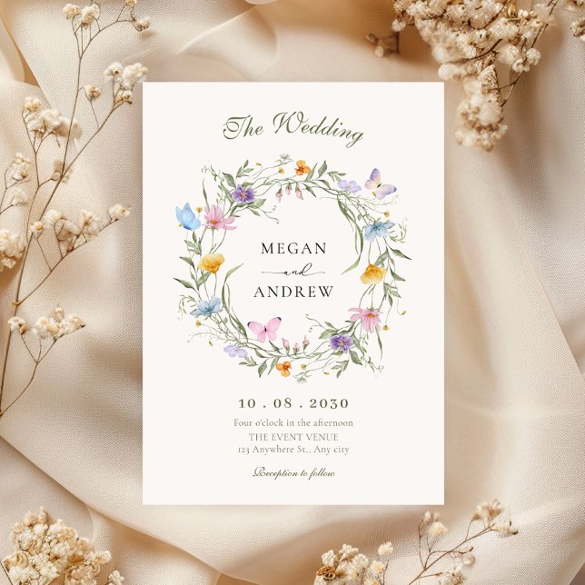 Floral wreath wedding  invitation (Creator Uploaded)