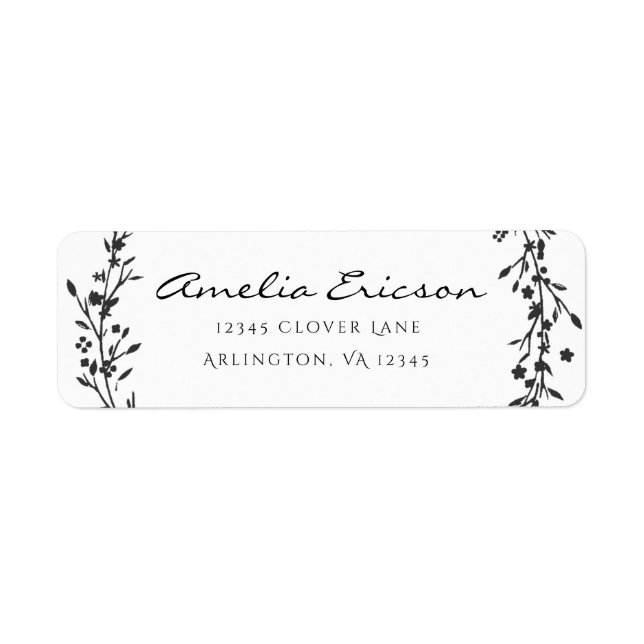 Floral Wreath Wedding Return Address Sticker (Front)