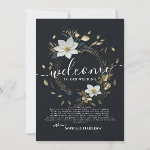 Floral Wreath Wedding Welcome Letter & Itinerary Invitation