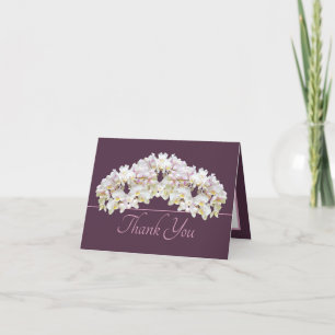 Floral Wreath White Orchids Chic Floral Thank You Card