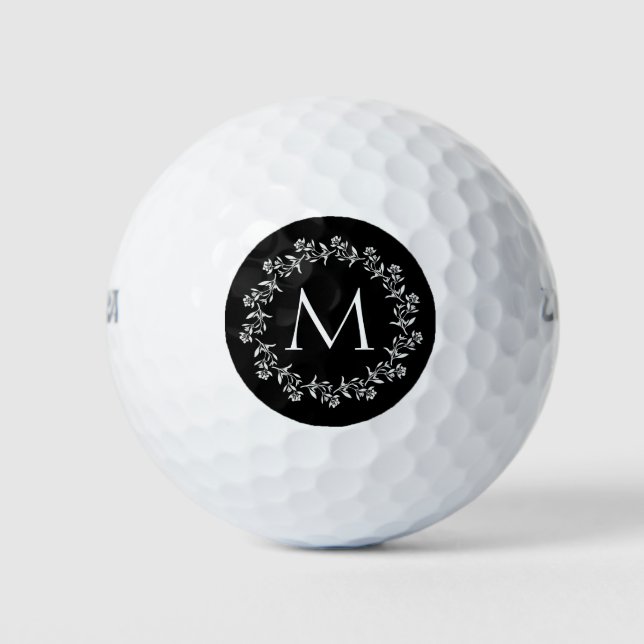 Floral Wreath with Monogram Golf Balls (Front)