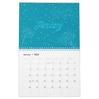 Floral year: cute colorful seasonal garden flowers calendar