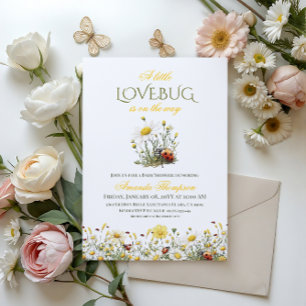 Floral Yellow A Little Lovebug Baby Shower Invitation