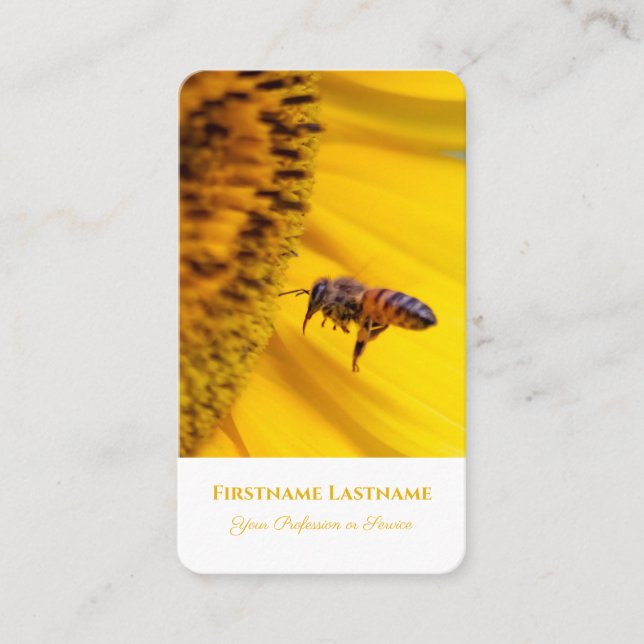 Floral yellow blossom bee florist flower experts business card (Front)
