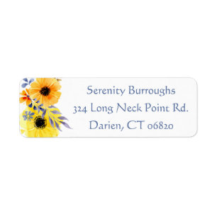 Floral Yellow & Blue Flowers Watercolor Wedding