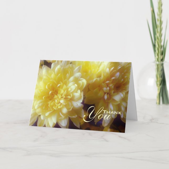 Floral Yellow Chrysanthemum Sympathy Thank You Card (Front)