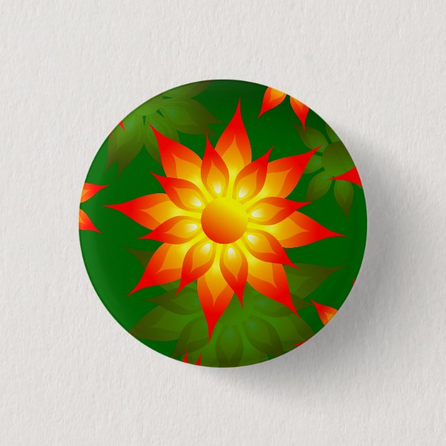 Floral Yellow Flowers with Green Background-57557 3 Cm Round Badge (Front)