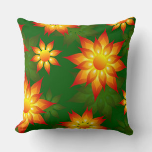 Floral Yellow Flowers with Green Background-57557 Cushion