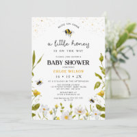 Floral Yellow Gender Neutral Honey Bee Baby Shower
