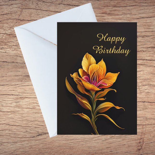 Floral Yellow Iris Painting Birthday Card (Creator Uploaded)
