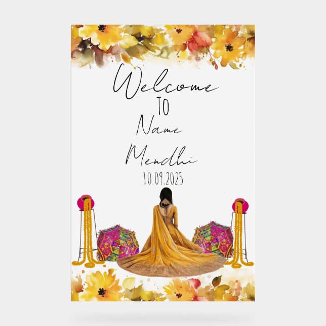Floral yellow Mendhi sign  (Front)