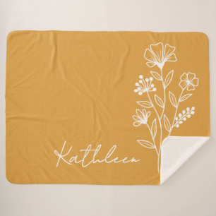 Floral Yellow Personalised Blanket, Mother’s Day Sherpa Blanket