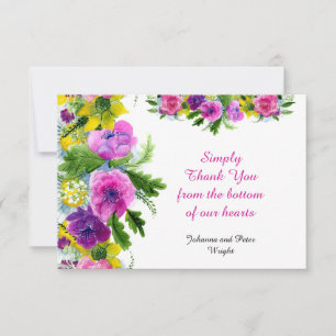 Floral, yellow, purple, fuchsia... a joyful thank you card