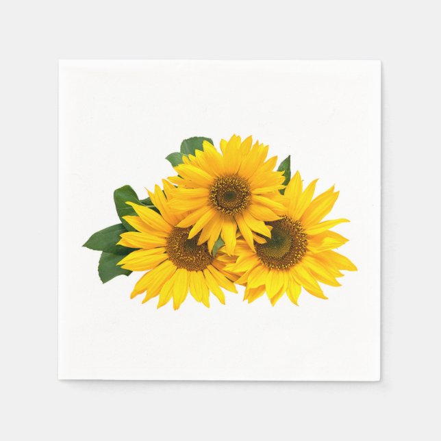Floral Yellow Sunflower Country Wedding Flowers Napkin (Front)