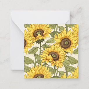 Floral Yellow Sunflower Design Flat Greeting Card 