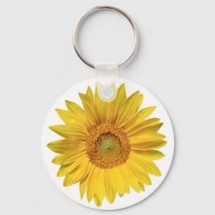 Floral Yellow Sunflower Flower Love Keychain