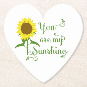 Floral Yellow Sunflower Flower Love Quote Wedding Paper Coaster