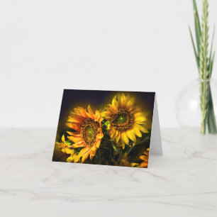 Floral Yellow Sunflower Flowers - Hello, Love Thank You Card