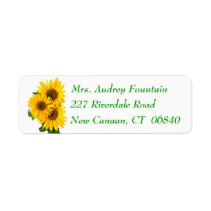 Floral Yellow Sunflower Green Flower Address