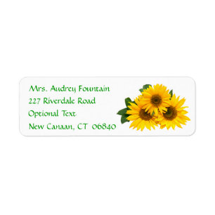 Floral Yellow Sunflower Green Name Address
