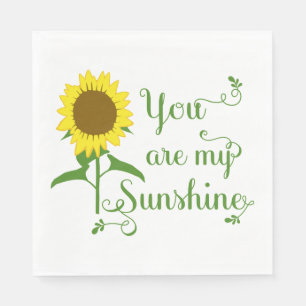 Floral Yellow Sunflower Green Wedding Flower Party Napkin