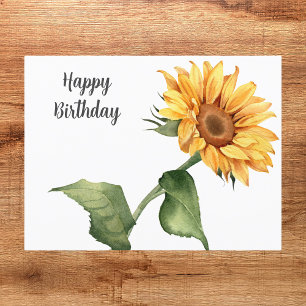 Floral Yellow Sunflower Happy Birthday Postcard