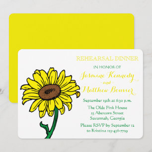 Floral Yellow Sunflower Rehearsal Dinner Wedding Invitation