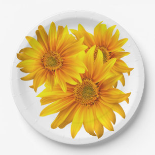Floral Yellow Sunflowers - Wedding / Party Flowers Paper Plate