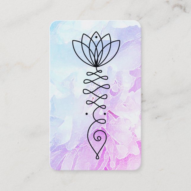*~* Floral Yoga Heart Peony Flower Lotus Reiki Business Card (Front)
