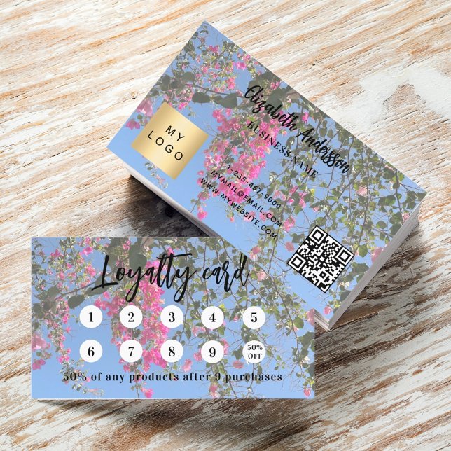 Floral your photo qr code business discount card (Creator Uploaded)