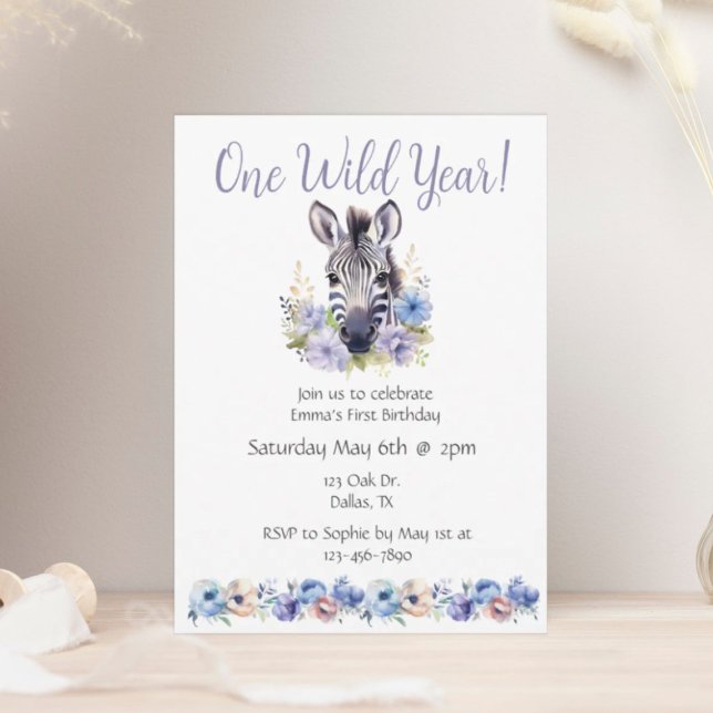 Floral Zebra Birthday  Invitation (Creator Uploaded)