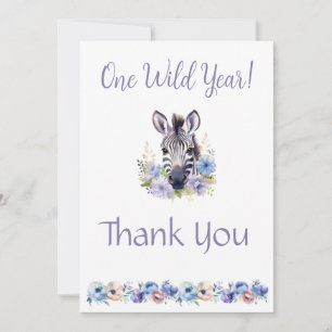 Floral Zebra Birthday Thank You Card
