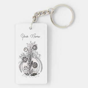 Florale Pflanze im Tangle Design -  Key Ring
