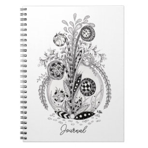 Florale Pflanze im Tangle Design - Notebook