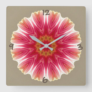 Florales Muster Square Wall Clock