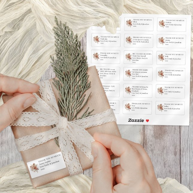 Florals 18 Individual Recipients Thank You Wedding (Sheet of 18 Individual thank you  messages for your wedding guests with Rust Fall Florals Motif)