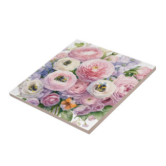 FLORALS AND BEES TILE