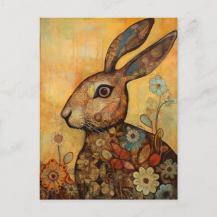 Florals and Rabbit Postcard