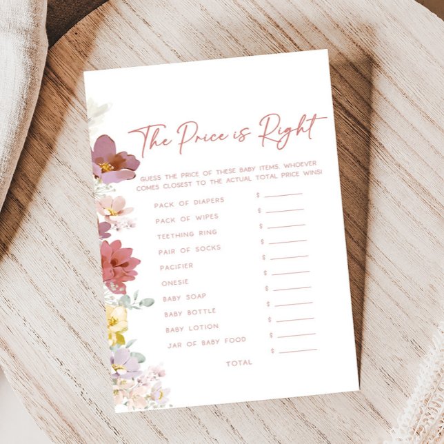 Florals Baby Bloom Baby Shower Price is Right Game (Baby In Bloom Baby Shower Game)