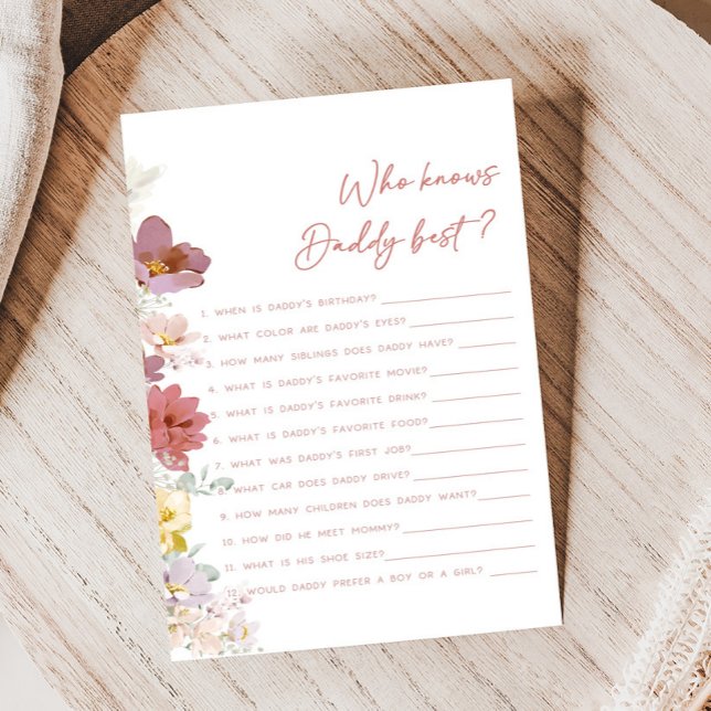 Florals Baby Bloom Shower Who Knows Daddy Game (Baby In Bloom Baby Shower Game)