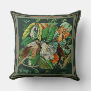 Florals Birds Dark Green  Cushion