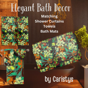 Florals Brown, Rust, Teal Bath Mat