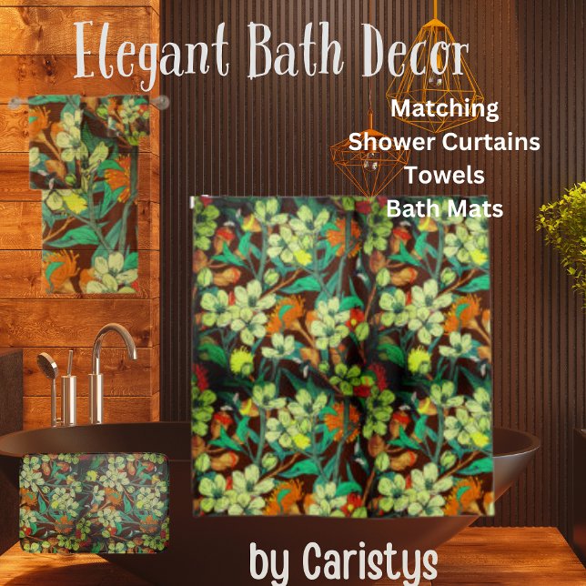 Florals Brown, Rust, Teal Shower Curtain (Creator Uploaded)