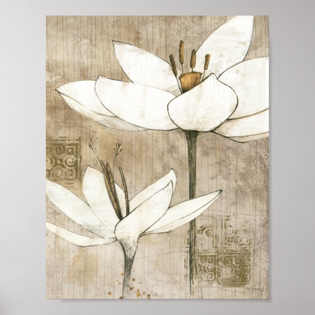 Florals Drawn by Pencil Poster (Front)