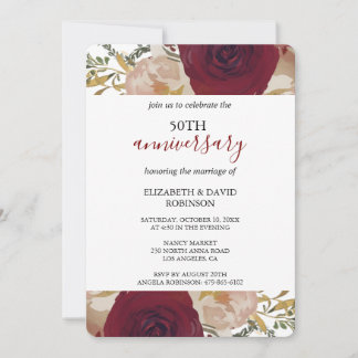 florals flower 50th anniversary wedding Invitation
