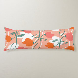 Florals Hand Drawn Botanical Pattern Orange Body Cushion