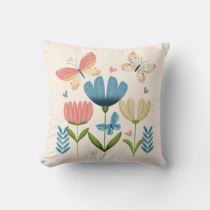 Florals in Blue and Orange hues Cushion