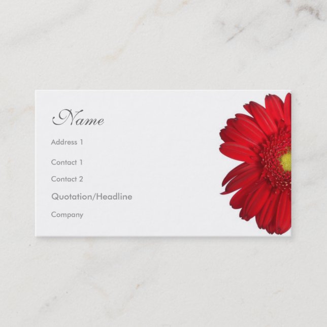 Florals - Red Daisy Business Card (Front)