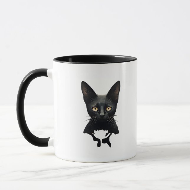 Florals Whimsigoth Gothic Style Kitty And Poppies  Mug (Left)