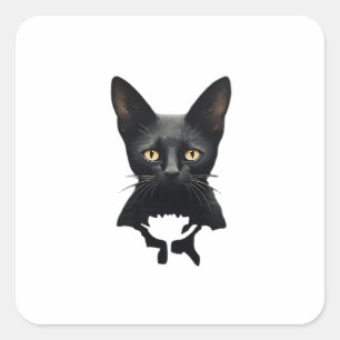 Florals Whimsigoth Gothic Style Kitty And Poppies  Square Sticker